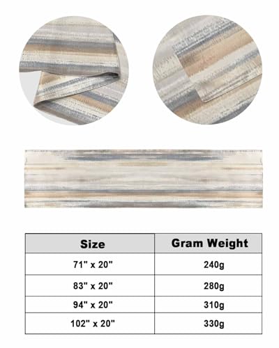 Abstract Art Luxury Bed Runner Scarf - Beige Grey Cal King (102"x20")