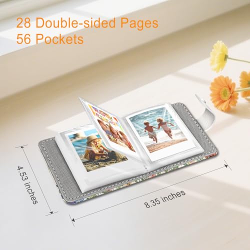 Vintage Floral Mini Photo Album for 2x3 Inch Instant Film, 56 Pockets