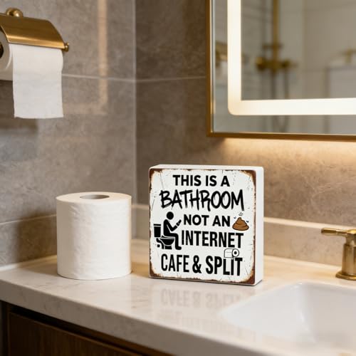 White Elephant Gift Bathroom Sign – Funny 4.9" Wood Box Wall Decor