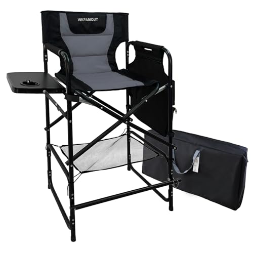 Tall Folding Director Chair with Side Table and Footrest, 30.7-Inch Seat