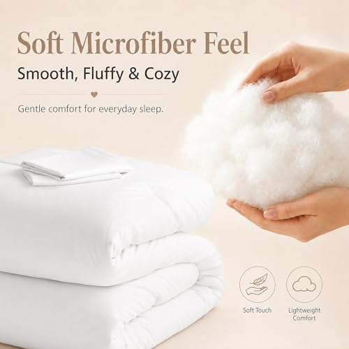 White Queen Comforter Set - All-Season Soft Microfiber Bedding (3 Pieces)
