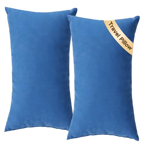 Mini Neck Travel Pillows - 2-Pack Portable Microfiber 7"x11"