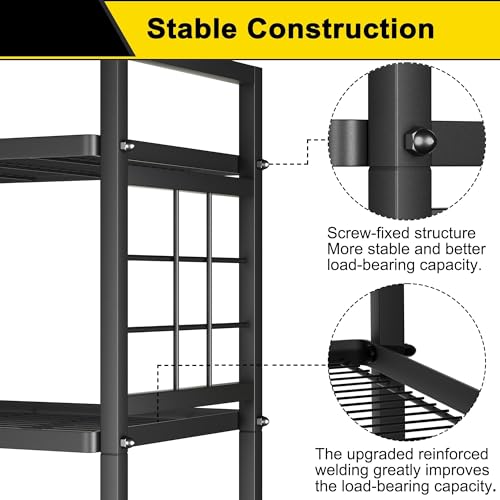 6-Tier Metal Standing Storage Shelf Rack for Bathroom and Kitchen, Black
