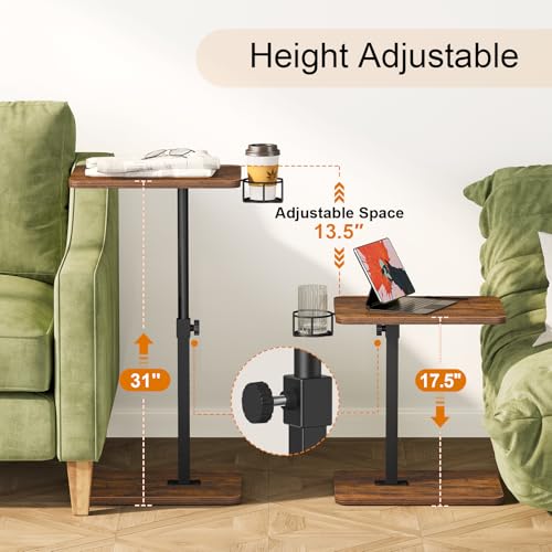 Adjustable TV Tray Table with 360° Swivel Top for Sofa and Bed