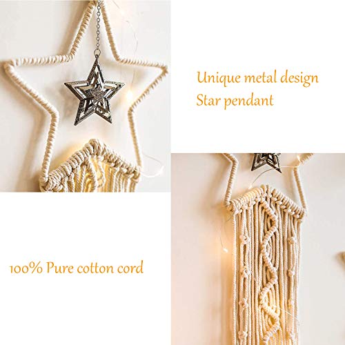 2-Piece Moon and Star Macrame Dream Catcher Wall Hanging Decor