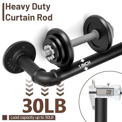 1-Inch Industrial Wrap Around Curtain Rod, Heavy Duty Adjustable 48"-86"