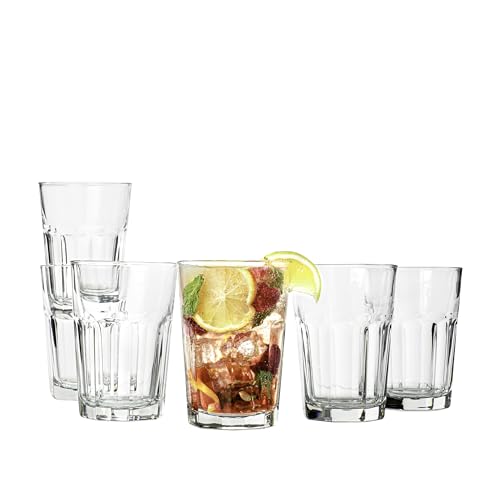 Vikko 11.5 Oz Drinking Glasses Set of 6, Heavy Base Water Tumblers, Dishwasher Safe