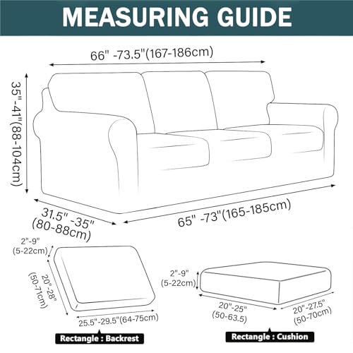 7-Piece Stretch Sofa Cover Set for 3 Cushion Sofas - Grey