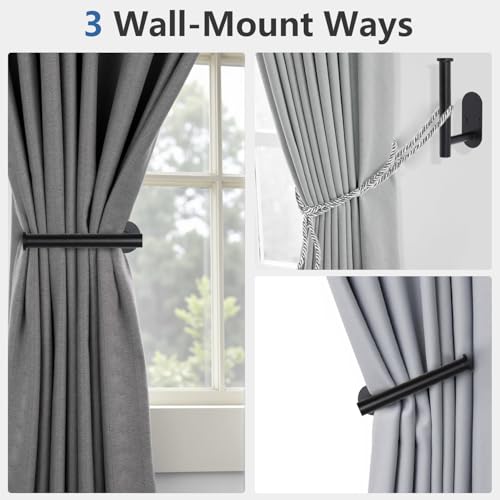 4-Piece Stainless Steel Curtain Holdbacks, Wall-Mounted Drapery Tiebacks