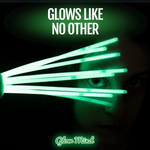 Glow Mind 100 Ultra Bright Glow Sticks Bulk Party Pack with Connectors