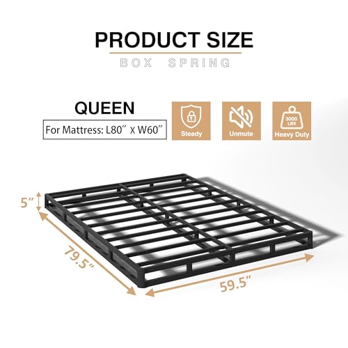 TROZULER 5 Inch Queen Box Spring, Heavy Duty Metal Mattress Foundation