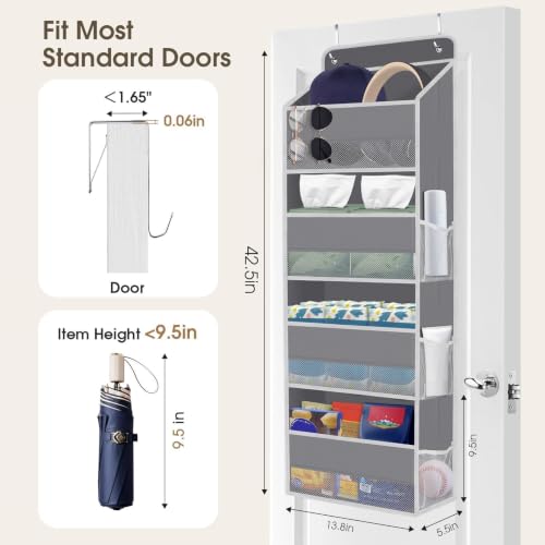 Over The Door Hanging Storage Organizer with 4 Tiers and Clear Mesh Pockets