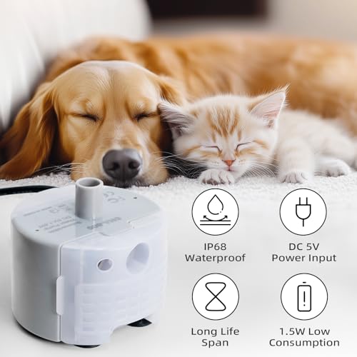 Cat Water Fountain Replacement Pump - Ultra-Quiet USB Motor (SMA-800)