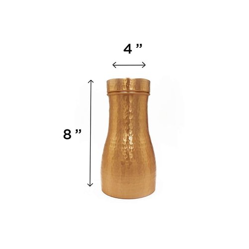 DeKulture Hammered Pure Copper Carafe Pitcher With Cap, Ideal Drinkware With Ayurveda and Yoga Benefits, 4 x 8 Inches (DH), 1 litre