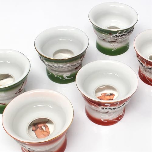 Set of 6 Ceramic & Glass Sake Cups - Japanese Tea & Drinkware Gift Set