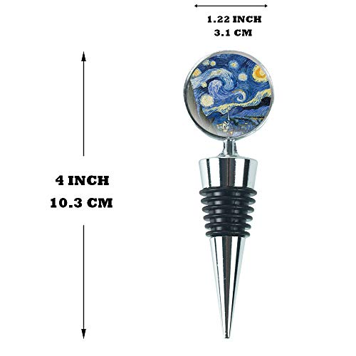 LIZIMANDU 3-Pack Van Gogh Wine Bottle Stoppers Stainless Steel Gift Set