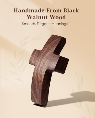10-Pack Wooden Pocket Cross, Handcrafted Black Walnut Fidget & Prayer Gift