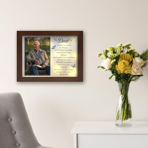 Memorial Shadow Box for Loss of Dad, Sympathy Picture Frame with LED Lights
