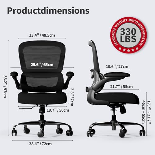 Ergonomic Mesh Office Chair with Adjustable Lumbar Support - Black