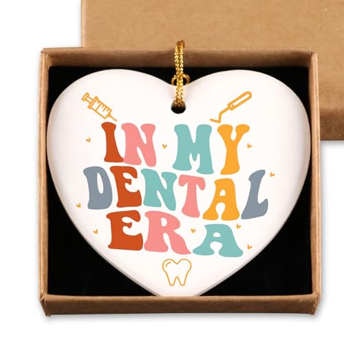 In My Dental Era Ceramic Heart Ornament - Dental Hygienist Gifts for Women & Men, Christmas Gift