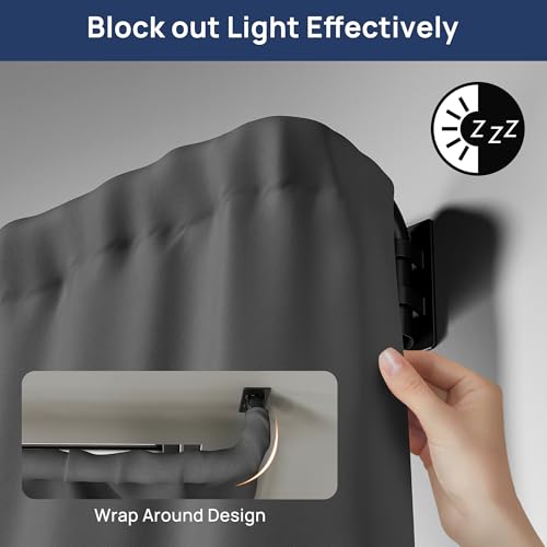 48-84" Wrap Around Blackout Curtain Rod - Adjustable Matte Black