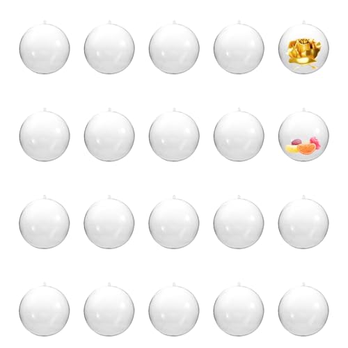 PROFIKLA 8cm Clear Fillable Christmas Ornament Balls 20 Pack DIY Holiday Decorations