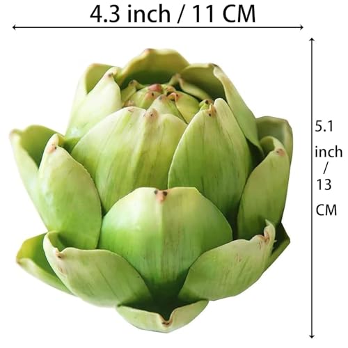 Large Artificial Artichoke Set - 3 Pack Realistic Fake Vegetables for Decor