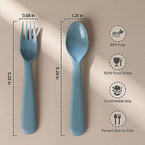 12-Piece Toddler Utensils Set Plastic Reusable Forks and Spoons for Kids
