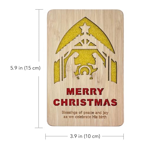 Celebrate His Birth Wooden Christmas Greeting Card with Envelopes - Religious Holiday Decoration