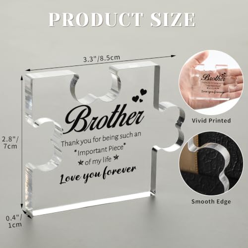 Brother Acrylic Plaque Gift for Brother - Personalized Puzzle Style Decor 3.3 x 2.8 inches