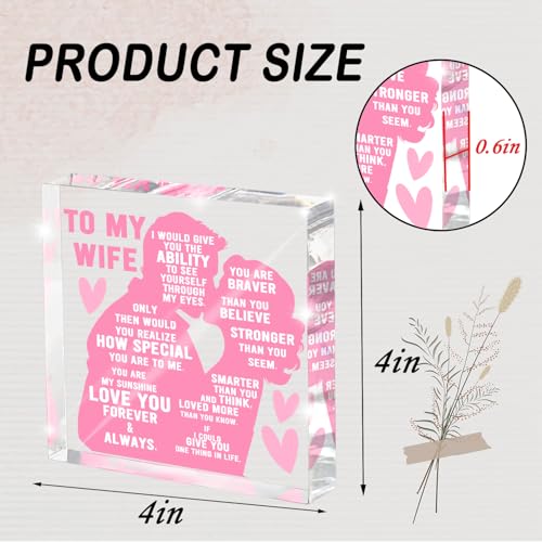Deep Rose Pink Heartfelt Wife Gift Plaque from Husband Anniversary Valentine's Day Keepsake