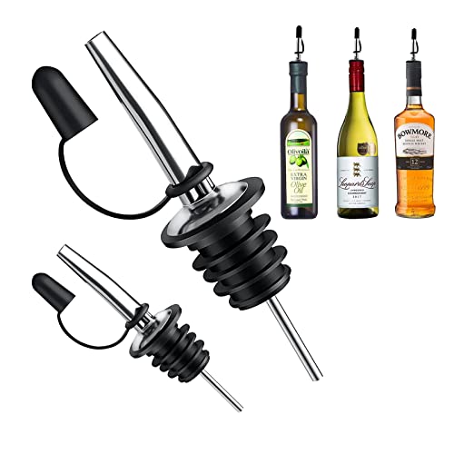 Stainless Steel Liquor Pour Spouts with Dust Caps - 12 Pack Bottle Pourers