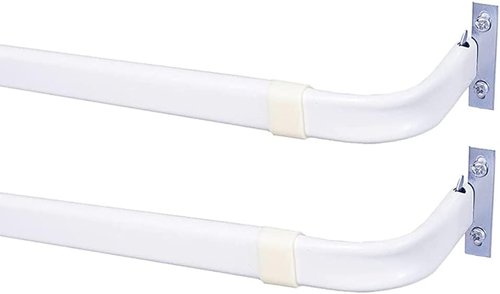 Blu-Pier Tech Heavy Duty Curtain Rod - Adjustable 28 to 48-Inch Width | Includes Hardware, White (Pack of 2)