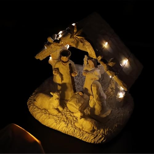8-Piece Nativity Scene Set with LED Lights for Indoor Christmas Decor