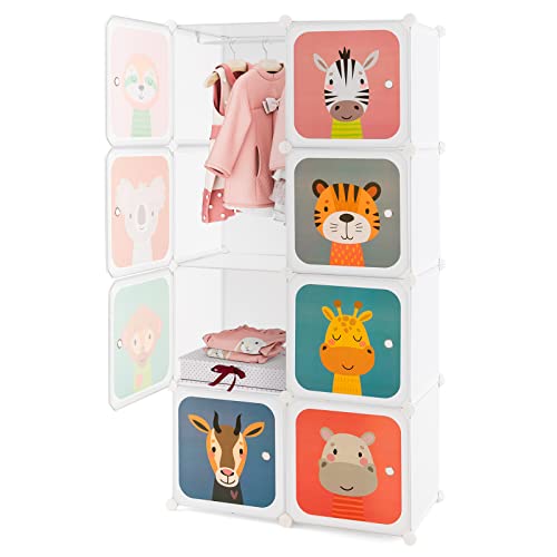 Kids Modular Wardrobe Closet, 8-Cube Portable Storage Organizer for Nursery