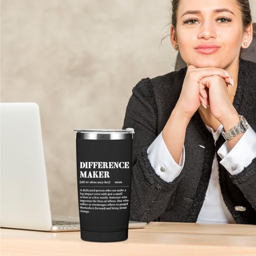 20oz Black Difference Maker Gift Insulated Water Bottle - Thank You Gift