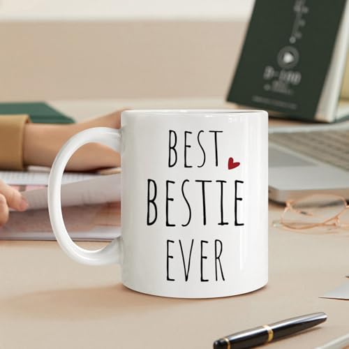 Best Bestie Ever Mug Gifts for Women, 11oz White Ceramic Coffee Cup,