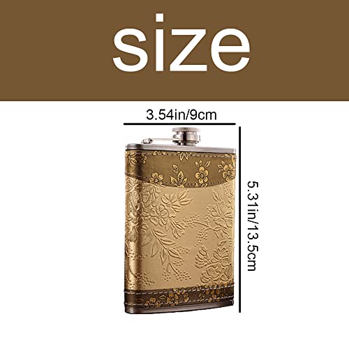 Golden Pattern 8oz Personalized Hip Flask for Men & Women, Portable Leak-Proof Whiskey Bottle for Camping & Parties