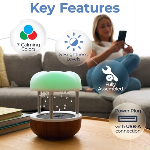 Tabletop Water Fountain with Quiet Pump & LED Light | Zen Desk Decor