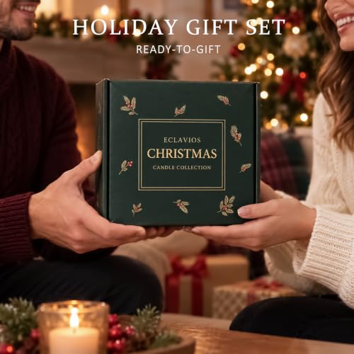 ECLAVIOS Holiday Christmas Scented Candle Gift Set - 4 Pack, Winter Scents
