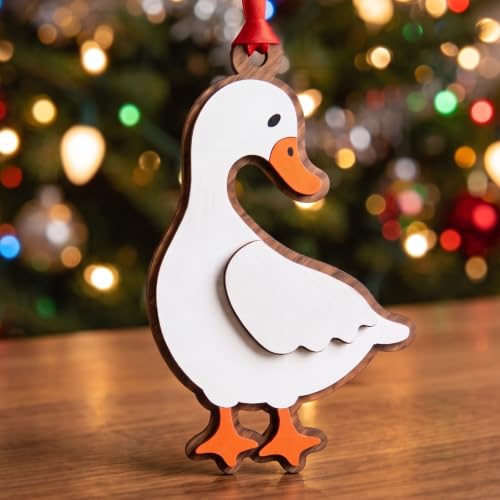 Duck Christmas Ornament - 4 Inch Writable Wooden Name Ornament