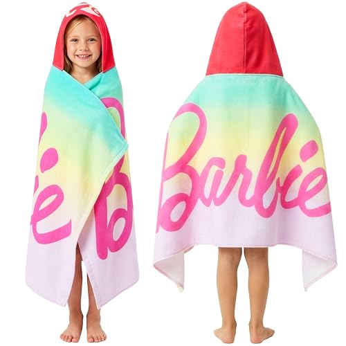 Get Trend Barbie Bath Towels with Hood for Girls, Soft Absorbent