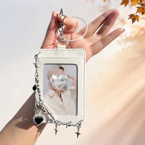 Punk Style Photocard Holder Keychain with Charms, 2-Piece Set