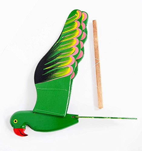 24-Inch Wooden Flying Parrot Mobile, Hand-Painted Hanging Bird Decor