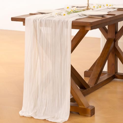 Ivory Cheesecloth Table Runner 10ft Fall Boho Wedding Home Decor