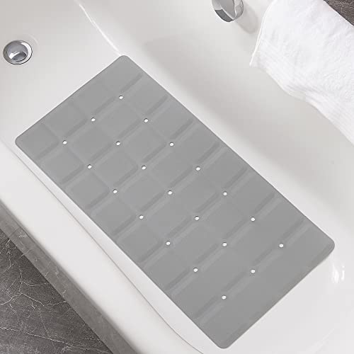 Foldable Silicone Bath Mat, Non-Slip Shower Mat for Textured Tubs, Grey