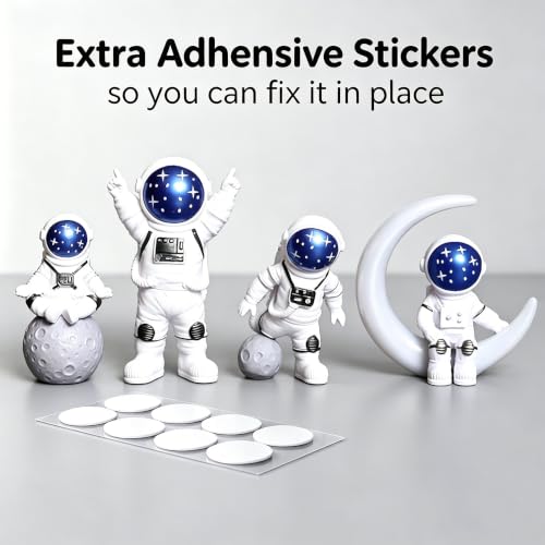 Set of 4 Astronaut Statues, Space Theme Resin Figurines for Desk Decor