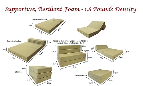 6-Inch Folding Foam Mattress, Convertible Sofa Chair Bed, Full Size