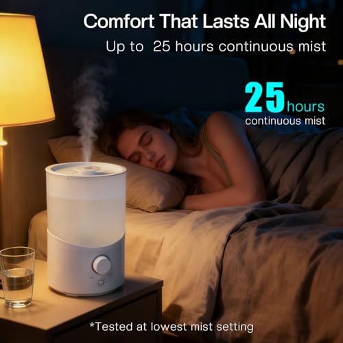3L Cool Mist Ultrasonic Humidifier with Top Fill and Knob Control