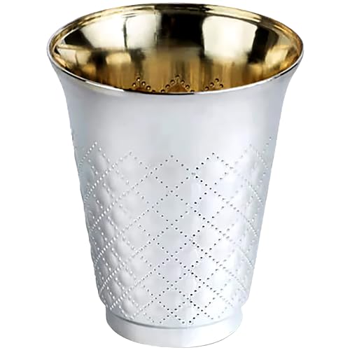 Disposable Silver Kiddush Cups with Diamond Pattern - 5 oz, 10 Pack
